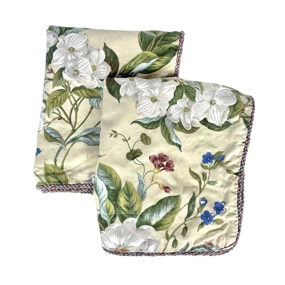 Williamsburg King Pillow Shams Set of 2 Floral Butterfly Magnolia Cotton